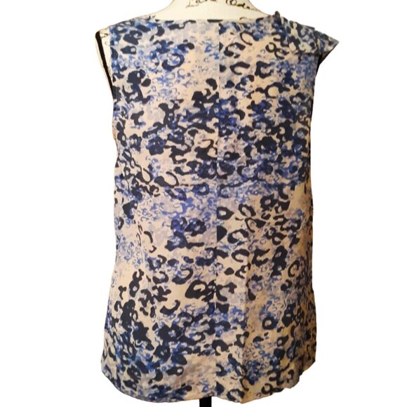 CAbi 100% Silk Blouse Blue Ruffle Animal Print Lightweight Medium - Picture 4 of 7